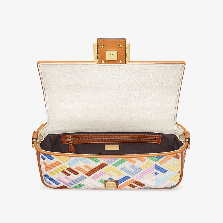 Cheap FF Fendi Medium In Baguette Multicolor Canvas Motif Bag 0708